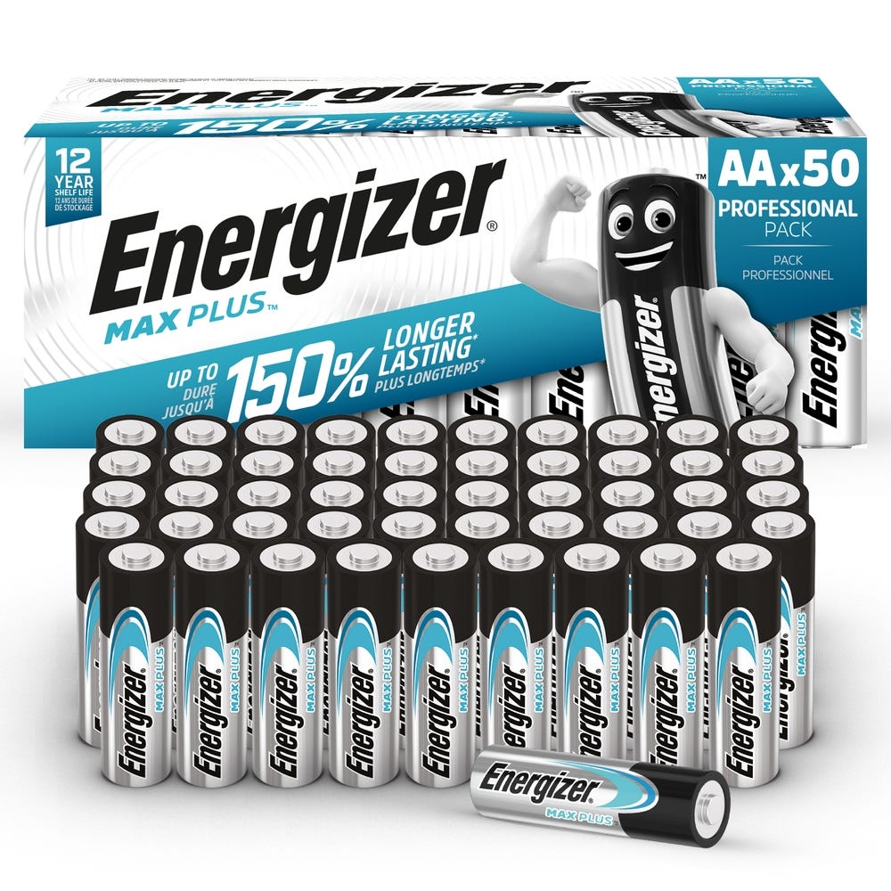 AA Energizer Batteries Max Plus Pack of 50