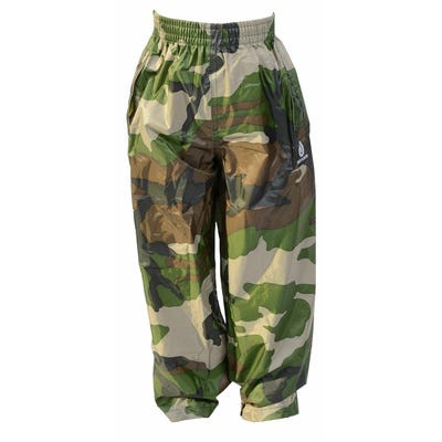 Childs Waterproof Over Trousers 11-12 Years Camo Green