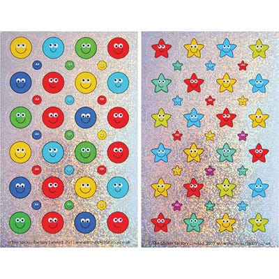 28/10mm Sparkling & Foil Star and Smile Stickers