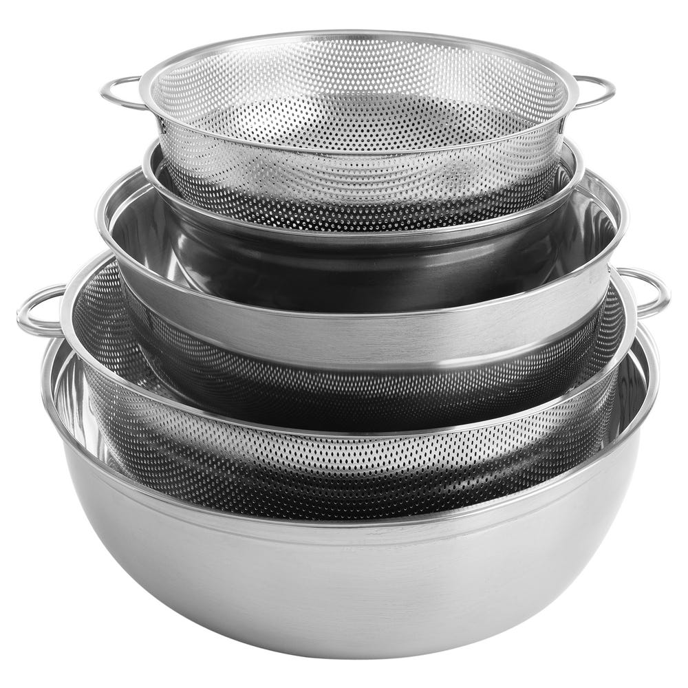 Metal Bowl and Colander Set of 5