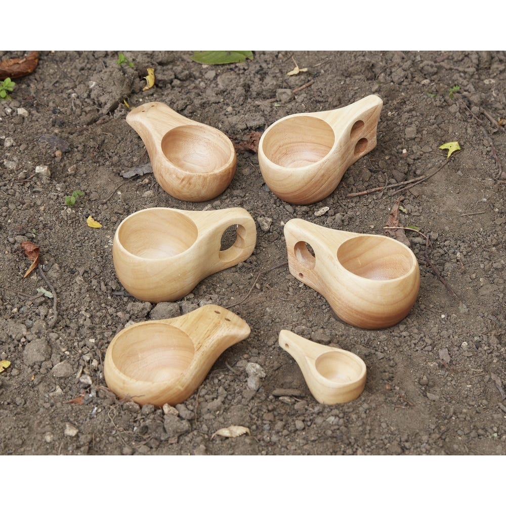 Assorted Sizes Wooden Cup Collection 6pk