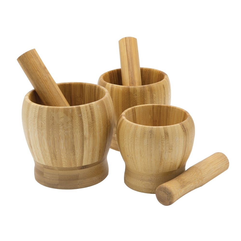 Wooden Pestle and Mortar Pack of 3