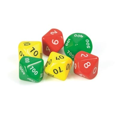 Jumbo Place Value Dice HTU Pack of 6