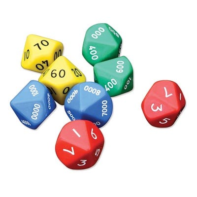 Jumbo Place Value Dice - Th H T U Pack of 8