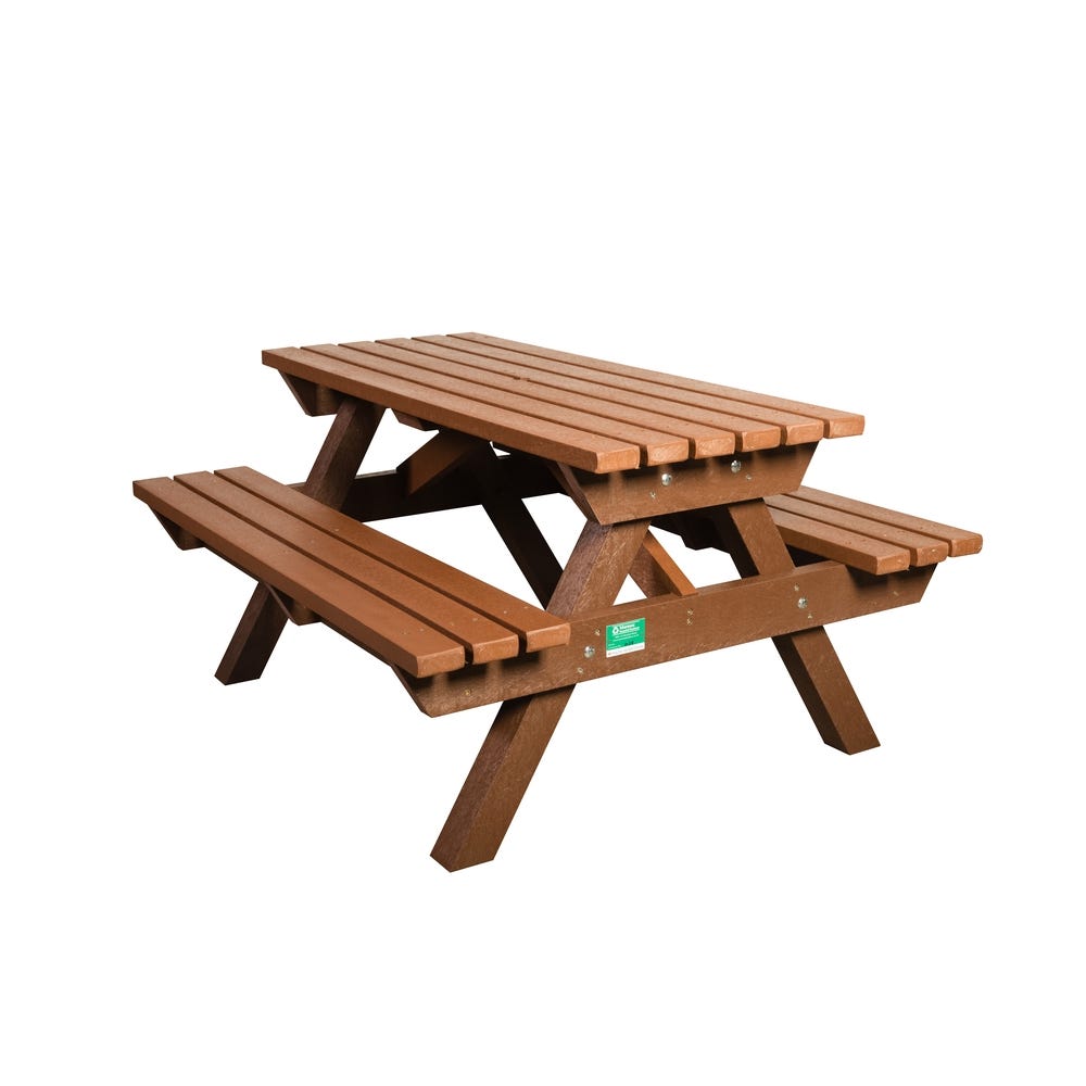 Recycled Plastic Adult Picnic Bench Brown