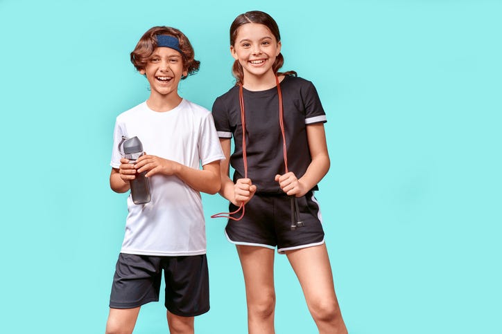 Boy and girl with skipping rope