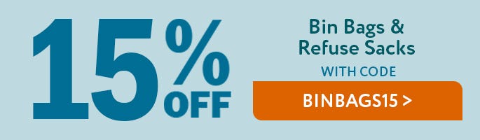 15% off bin bags and refuse sacks with code BINBAGS15*